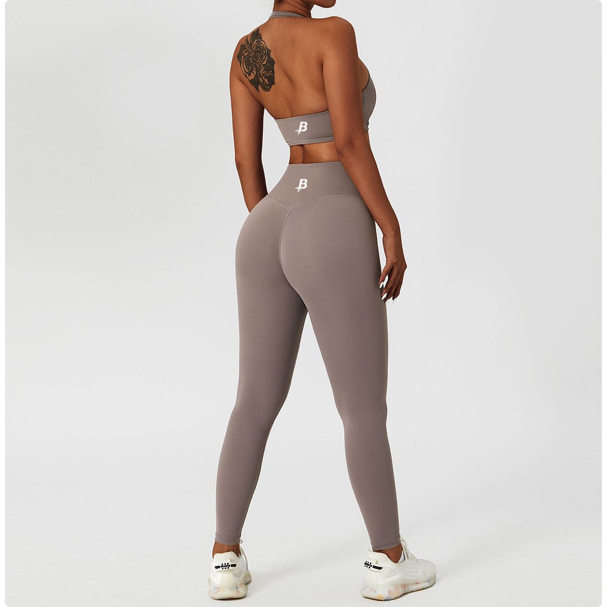 V NECK HALTER V SHAPE LEGGINGS SET